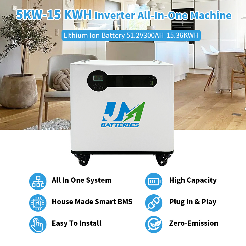 5kw to 15kw 48V All-in-One Lithium Iron LiFePO4 Solar Battery with Inverter Home Energy Storage System Rechargeable Low Voltage Battery Power Supply BMS