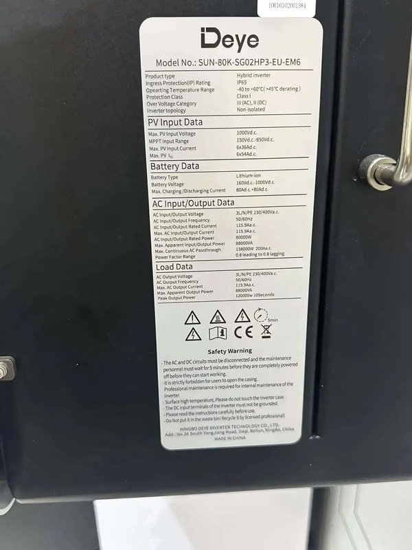 Deye in Stock IP65 60kw 70kw 75kw 80kw High Voltage Deye Hybrid Solar Inverters 3 Phase Storage Inverter