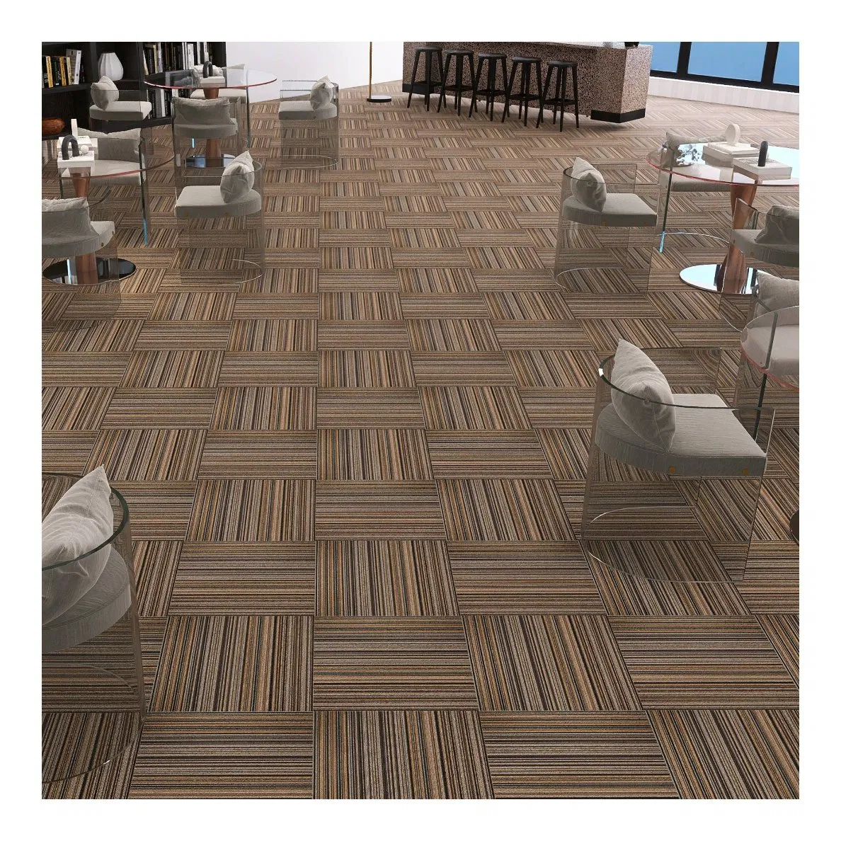 Stain-Resistant Nylon High-Traffic Commercial Carpet Tiles