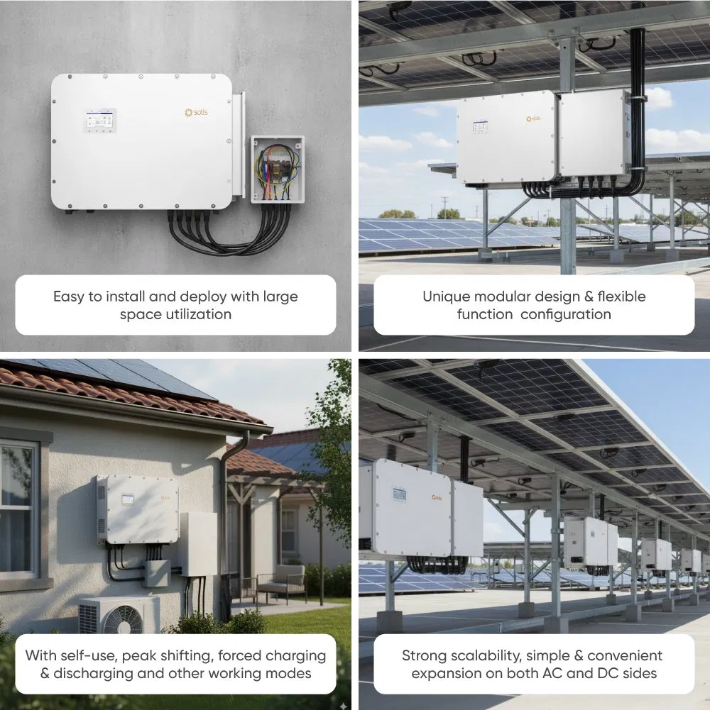 Solis Commerical Hybrid Inverter 100kw 125kw 220V 380V High Voltage Energy Storage Inverter for Solar System