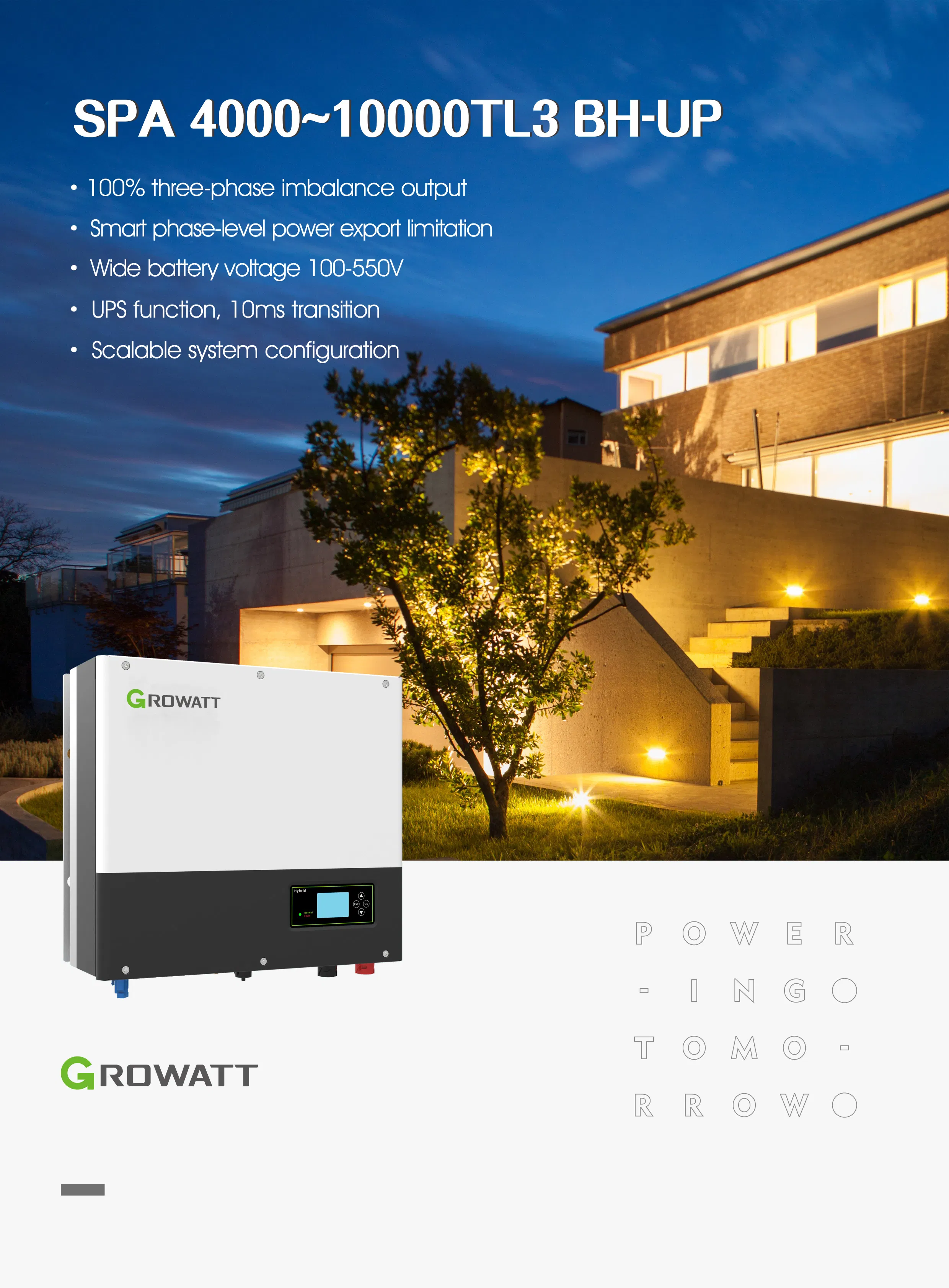 Growatt SPA8000tl3bhup SPA 8000tl3 Bh-up 8kw AC-Coupled UPS Residential Storage Inverter for Solar Power Energy System