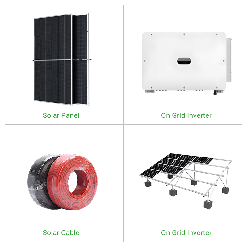 Solar System Complete PV Solar Power System 100kw 250kw 500kw 1MW Grid Connected Solar Panel Inverter for Commercial Use