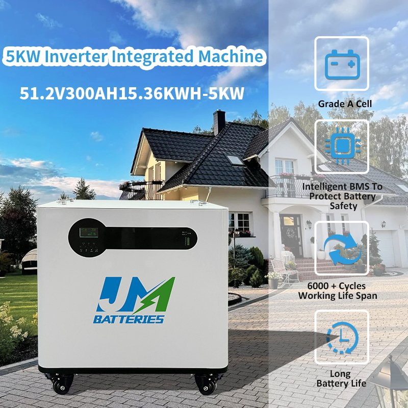 5kw to 15kw 48V All-in-One Lithium Iron LiFePO4 Solar Battery with Inverter Home Energy Storage System Rechargeable Low Voltage Battery Power Supply BMS