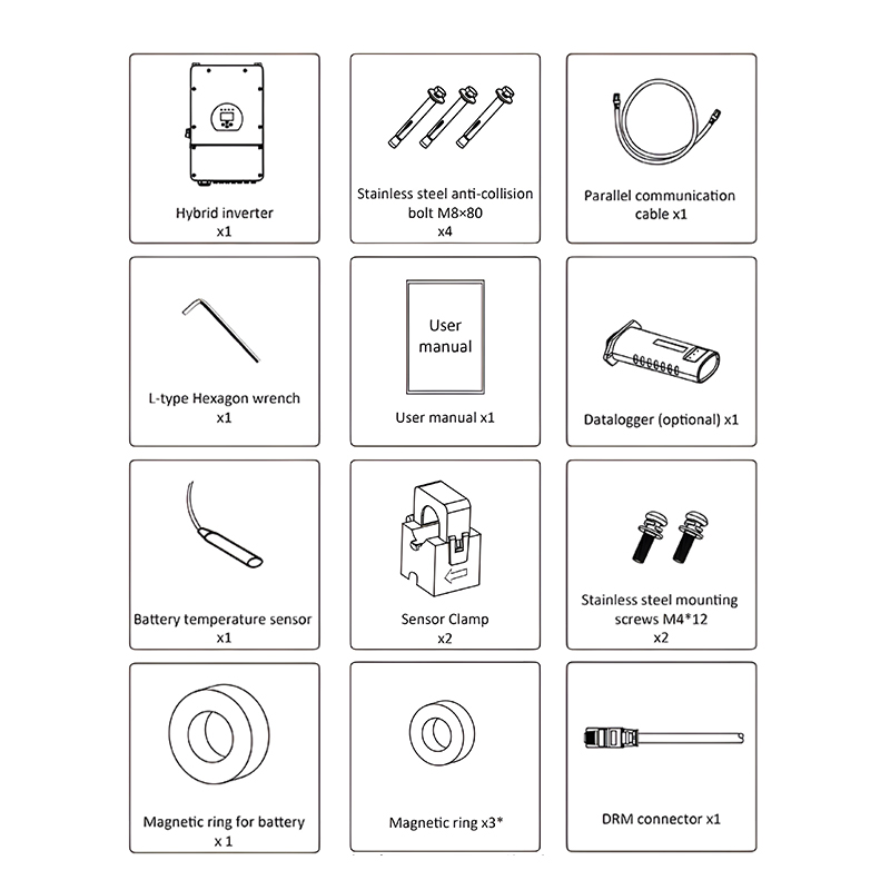 China Manufacturers Deye Solar Power Inverter Pure Sine Wave 5kw 8kw 10kw 12kw Single/Three Phase Hybrid Inverter with MPPT Charge Controller for Home Systems