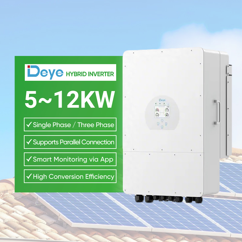 Deye Solar Inverter Hybrid System 5kw 8kw 10kw 12kw Three/Single Phase Hybrid Solar Storage Inverter with MPPT Charger Controller for Home Commercial Use