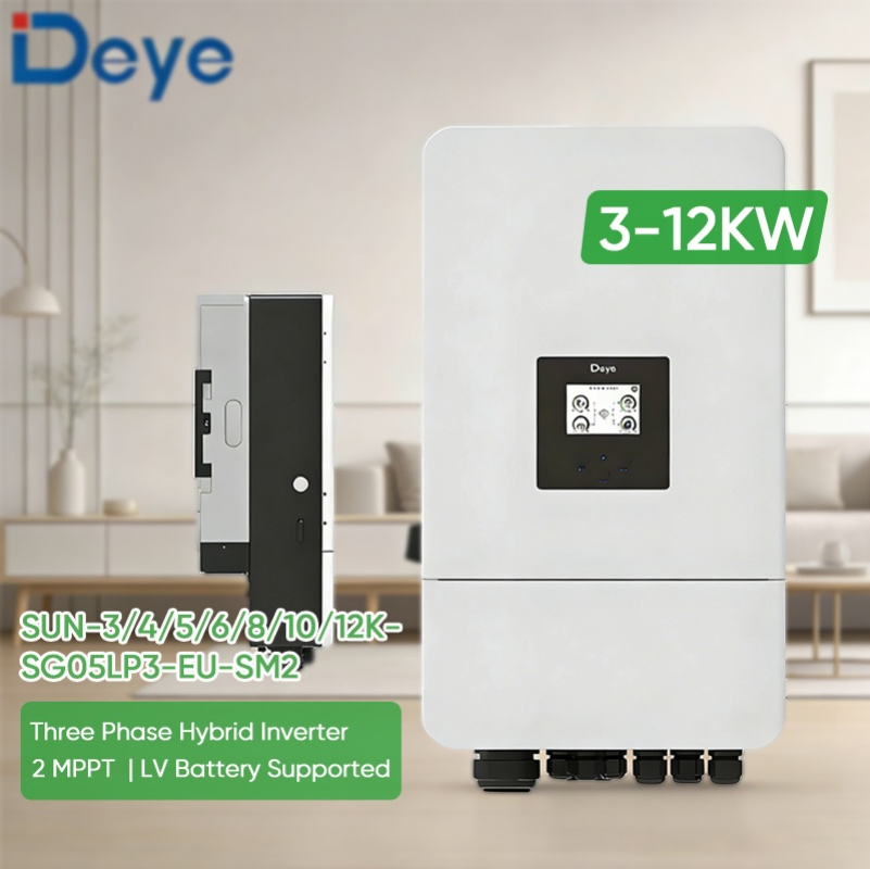 Deye Solar Inverter 3kw 5kw 6kw 8kw 10kw 12kw 15kw Sg05lp3-EU-Sm2 Hybrid Solar Inverter 3 Phase with Low Voltage LiFePO4 Battery for Home Energy Storage Systems