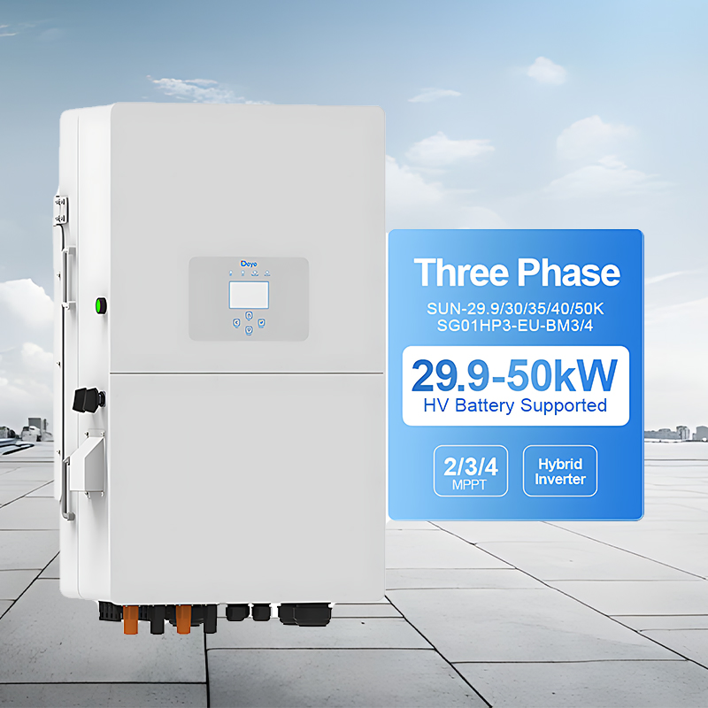 Deye Sg01HP3-EU-Bm3/4 High Voltage Solar Hybrid Inverter 30kw 40kw 50kw Three Phase 4 MPPT Pure Sine Wave on/off Grid for Residential Backup Systems