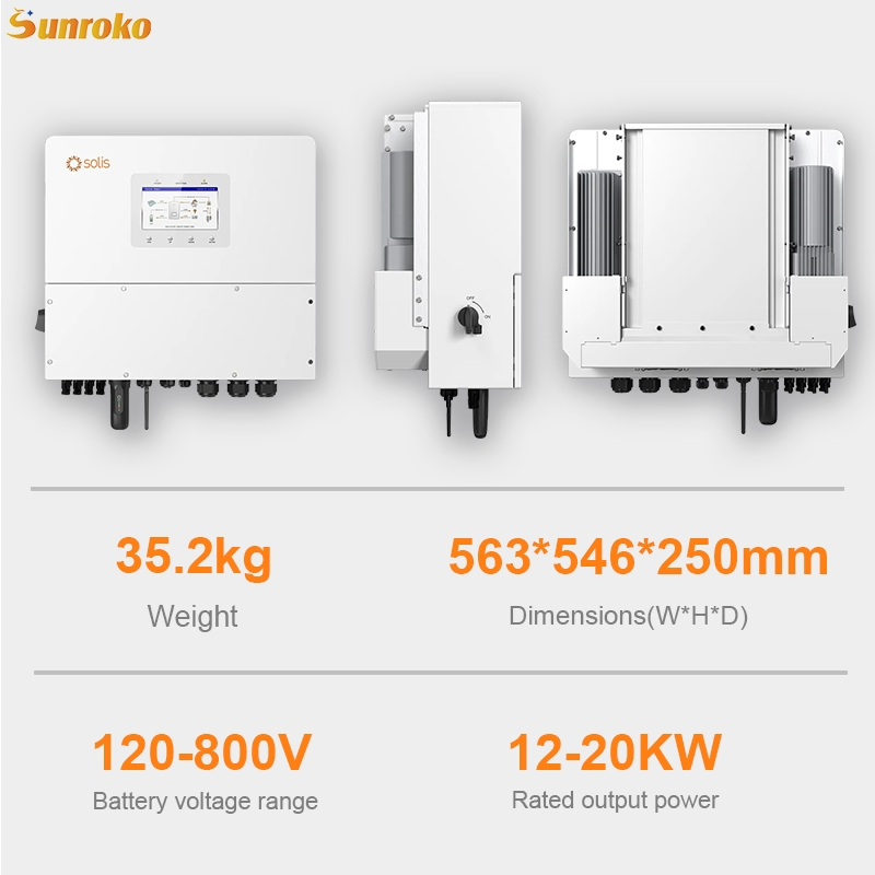 Solis Smart Hybrid Solar Inverter Pure Sine Wave 12kw 15kw 15kVA 20kw 3 Phase Hybrid Inverter High Voltage