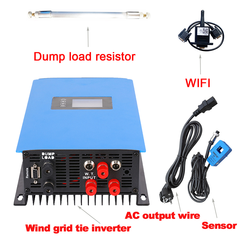 Anti-Reverse Flow WiFi Built-in MPPT Controller 22V to 96V 2000W on Grid Tie Wind Turbine Generator Inverter
