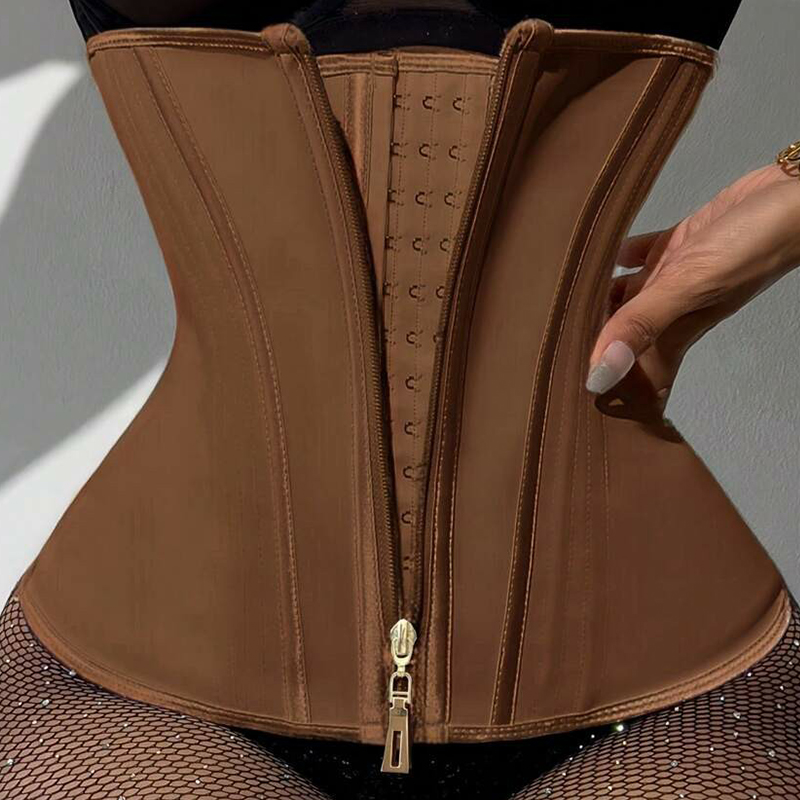 Latex Waist Trainer Belt Colombian Corset Girdles Custom Logo Pink Snatched Steel Bone Waist Trainer Shaper Zipper