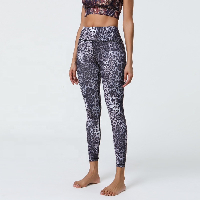 High Quality Women's Gym Workout Leggings Latest Leopard Pattern Digital Printing Sublimation Breathable Fitness Yoga Waist