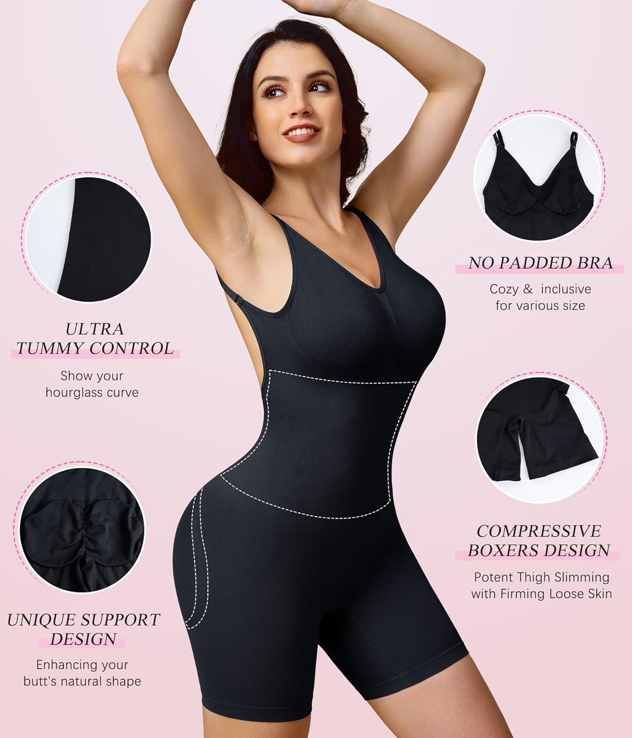 Hot Selling Full Body Shaper Seamless Shape Wear One Piece Jumpsuit Deep V Backless Shaperwear for Women