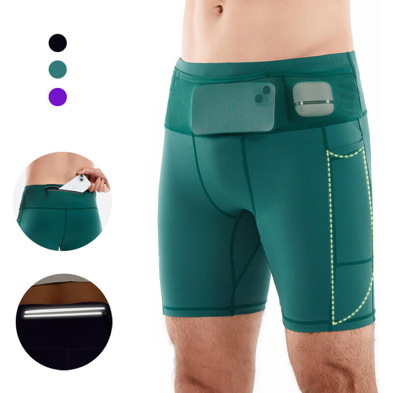 Custom Men's Compression Shorts Quick-Dry Marathon Running Shorts Reflective Womens Training Cycling Fitness Tights Shorts