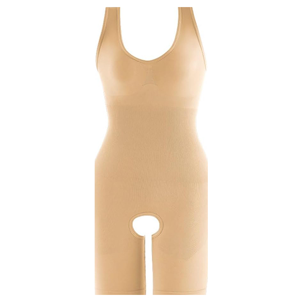 Women's Full Body Shapewear Bodysuit Tummy Control Waist Trainer Slimming Body Shaper V Neck Bra Jumpsuit Tops Crotch Opening