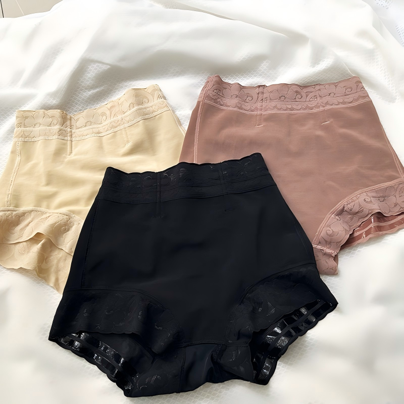 Women's Plus Size Tummy Control Butt Lifter Shapewear Shorts Lace Trim Waist Trainer Body Shaper Panties Underwear Boyshorts
