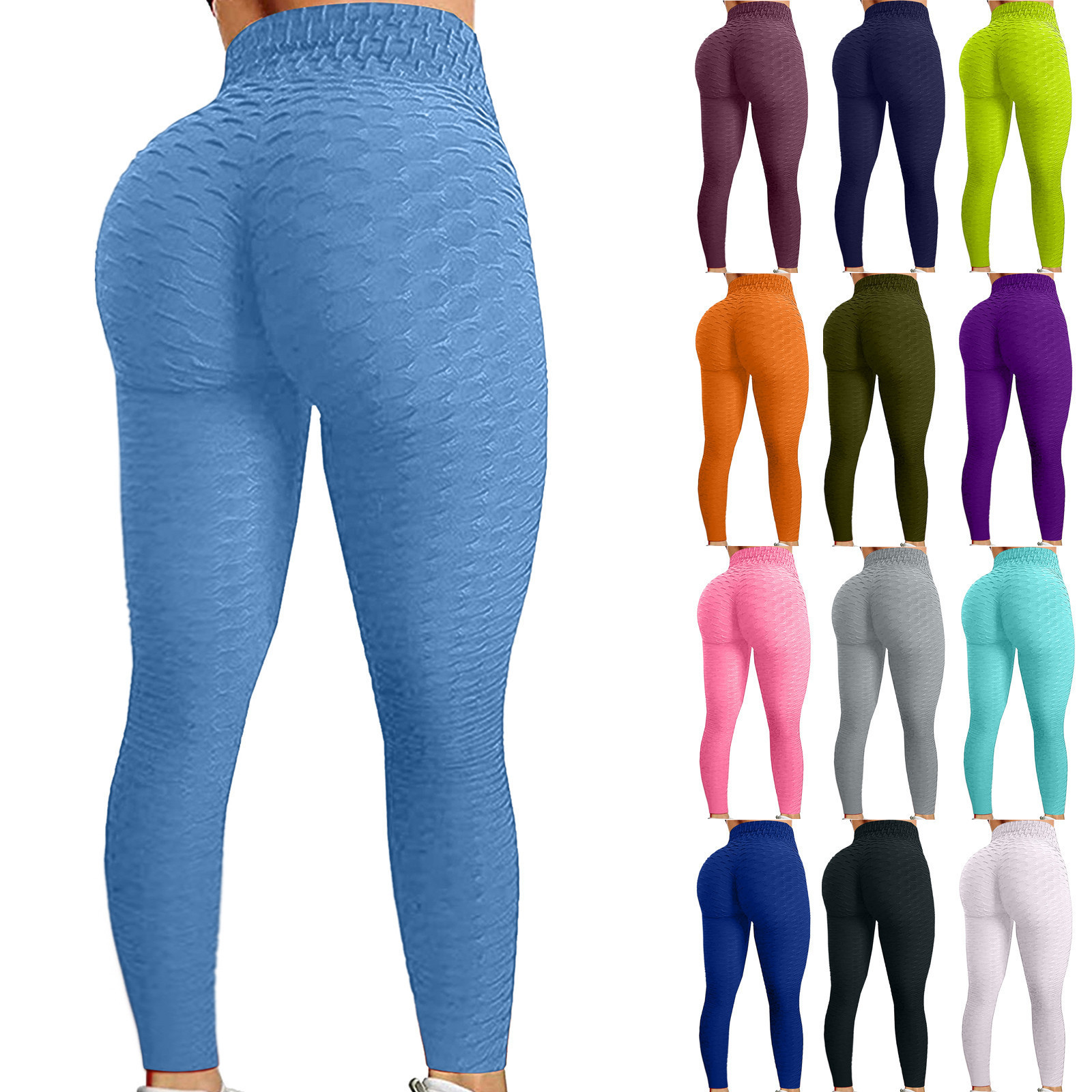 Wholesale Trendy Workout Pants Tummy Control Butt Lift Tights Jacquard Bubble Exercise Leggings High Waist Yoga Pants
