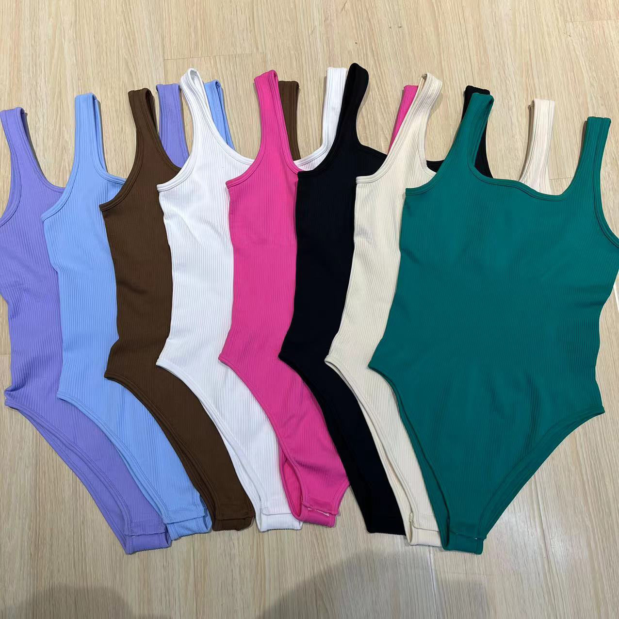 Factory Wholesale Spot Women's Yoga Rompers Ribbed One Piece Tummy Control Bodysuits