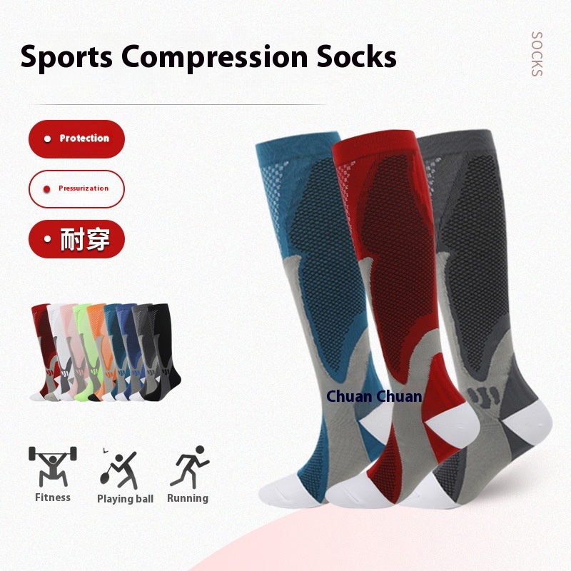 Nylon Sports Compression Socks for Men Women Elastic Calf Compression Socks High-Cuff Long Tube Design for Riding