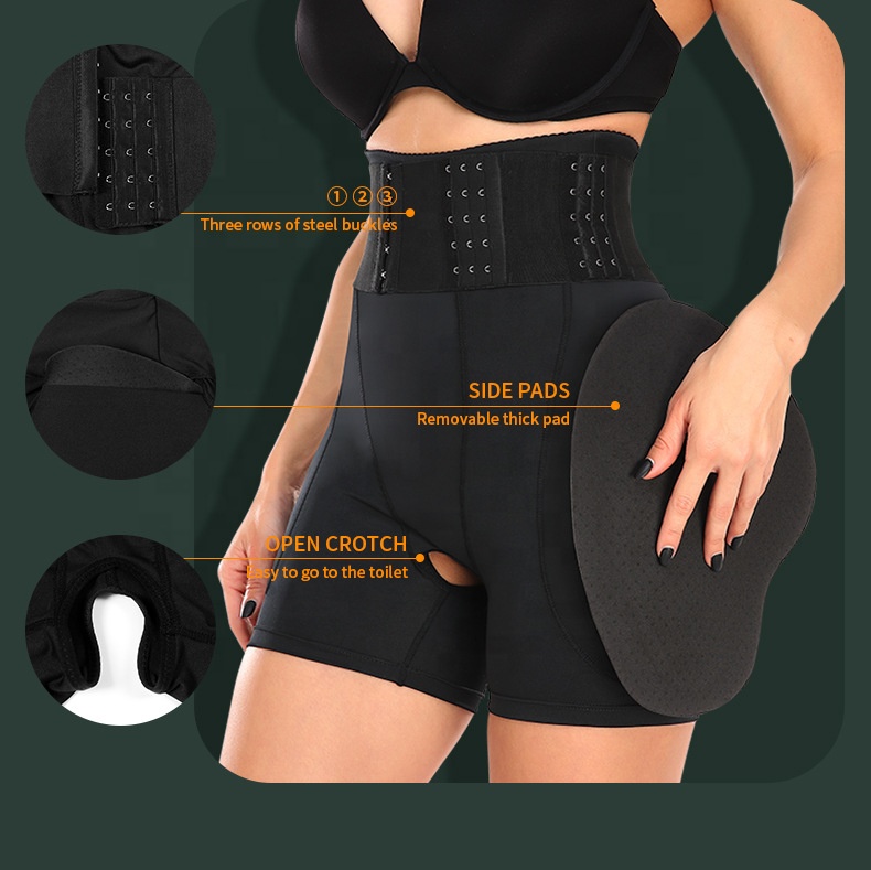 2026 New Arrival Hot High Waist Butt Lifter Shapewear Shorts with Removable Pads &amp; Open Crotch Design Hip Enhancer Shorts