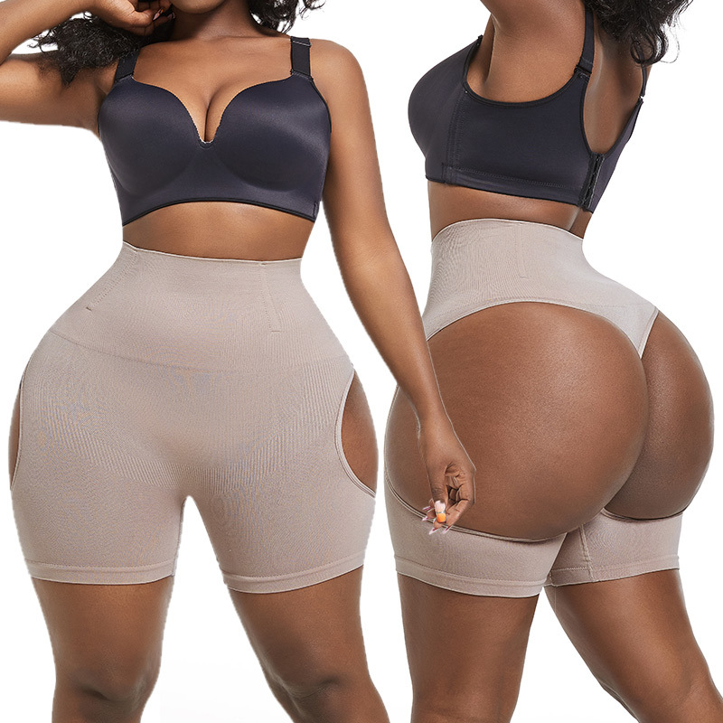 High Waisted Body Shaper Pants Open Butt Tummy Control Shorts Hip Enhancer Butt Lifter Shapewear