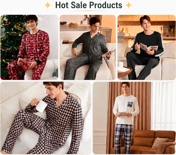 Men's Plus Size Sleepwear Sets Breathable Long Men's Pajamas