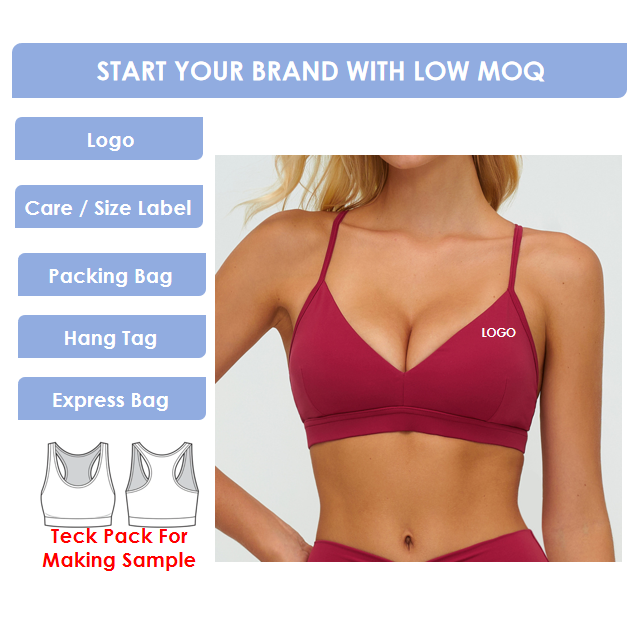 Wholesale Custom High for Sports Bras for Women with Padded Support Hollow Back Fitness Gym Yoga Workout Activewear