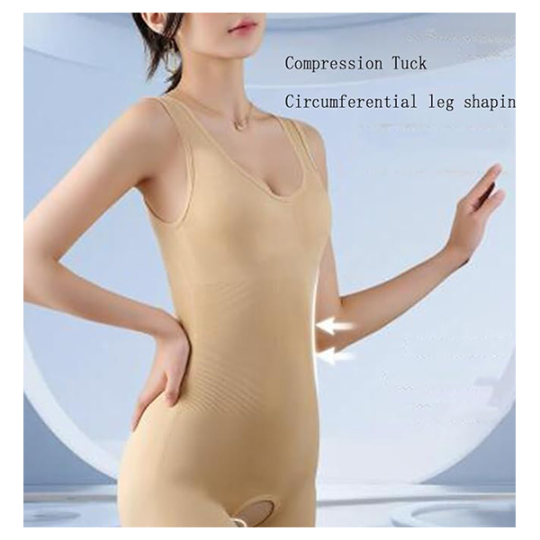 Women's Full Body Shapewear Bodysuit Tummy Control Waist Trainer Slimming Body Shaper V Neck Bra Jumpsuit Tops Crotch Opening
