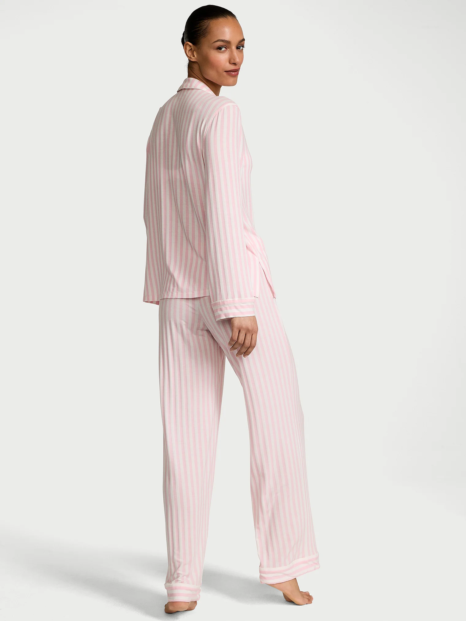 Stripe Print Bamboo Pajamas Custom Loungewear Set Soft Pyjamas Set Woman Soft Pyjamas Women Sleepwear Pajamas