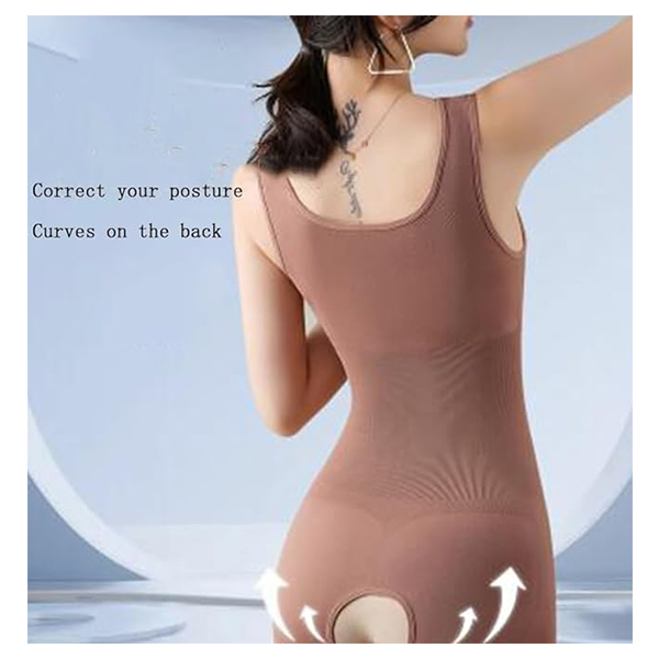 Women's Full Body Shapewear Bodysuit Tummy Control Waist Trainer Slimming Body Shaper V Neck Bra Jumpsuit Tops Crotch Opening
