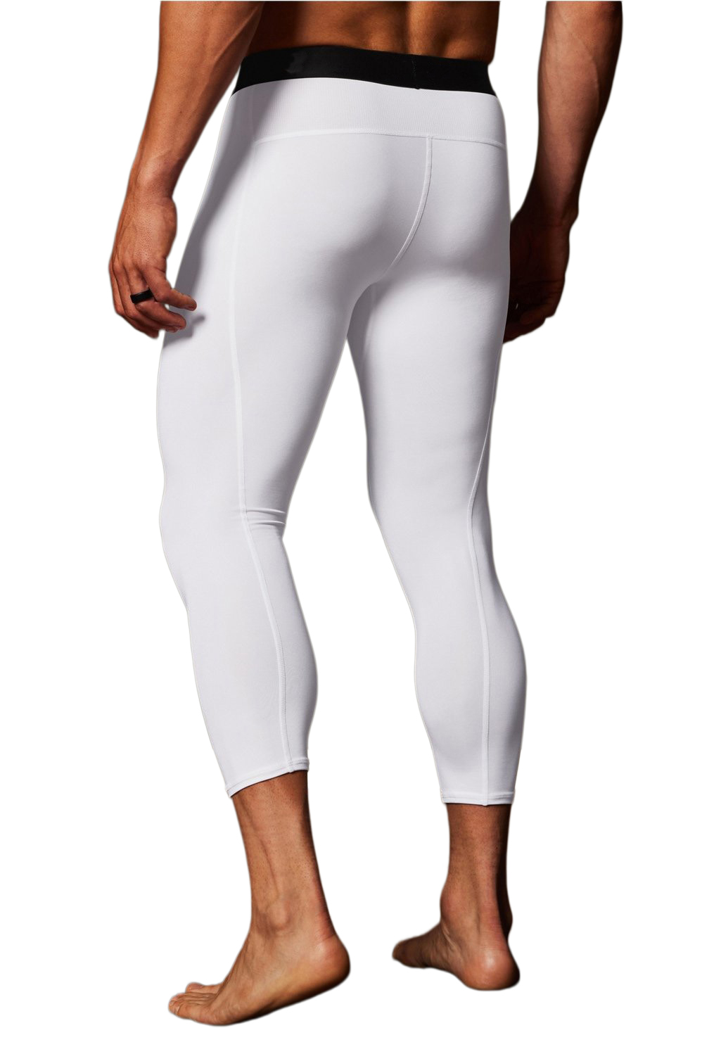 Men's Sport Compression Pants Tights 7/8 Sweat Wicking Anti Chafe Four Way Stretch with Side Pocket for OEM ODM
