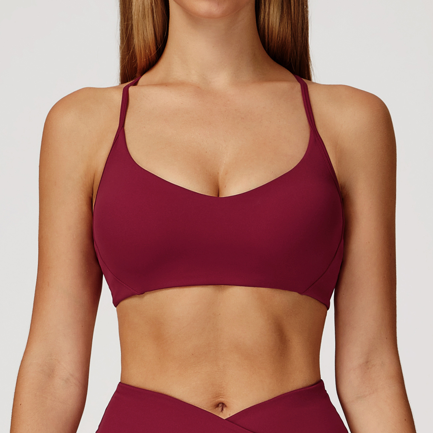 Y Shaped Back Heart Shape Sports Bra With Removable Pad Custom Fitness Clothing Medium Support Workout