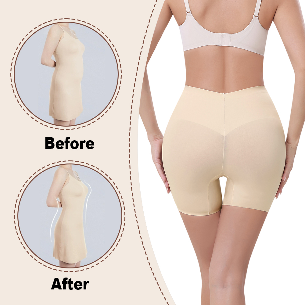 3362 Women's Firm Control Breathable Nylon Micro Invisible Shapewear Mid Waist Double Layer Butt Lifter Shaping Shorts