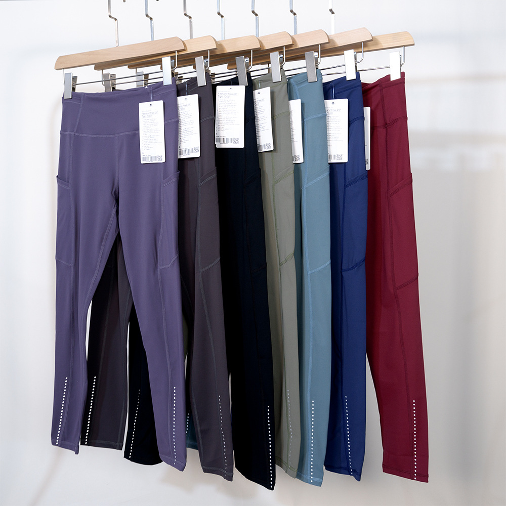 Free Fast Shipping Ladies High Waist Breathable Jogging Gym Yoga Leggings Soft Bag with Pocket Casual Stretchy Sports Style