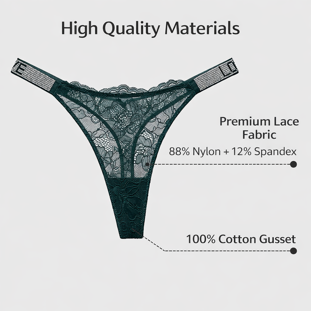 Wholesale Women's Sexy Lace Thong Briefs Low Waist Breathable Underwear with Customized Logo and Embroidery Design