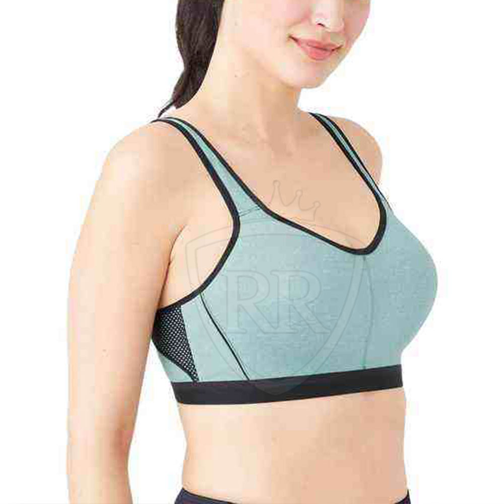 Women's High Support Breathable Simple Design Sports Bra with Front Logo for Yoga and Gym Workouts