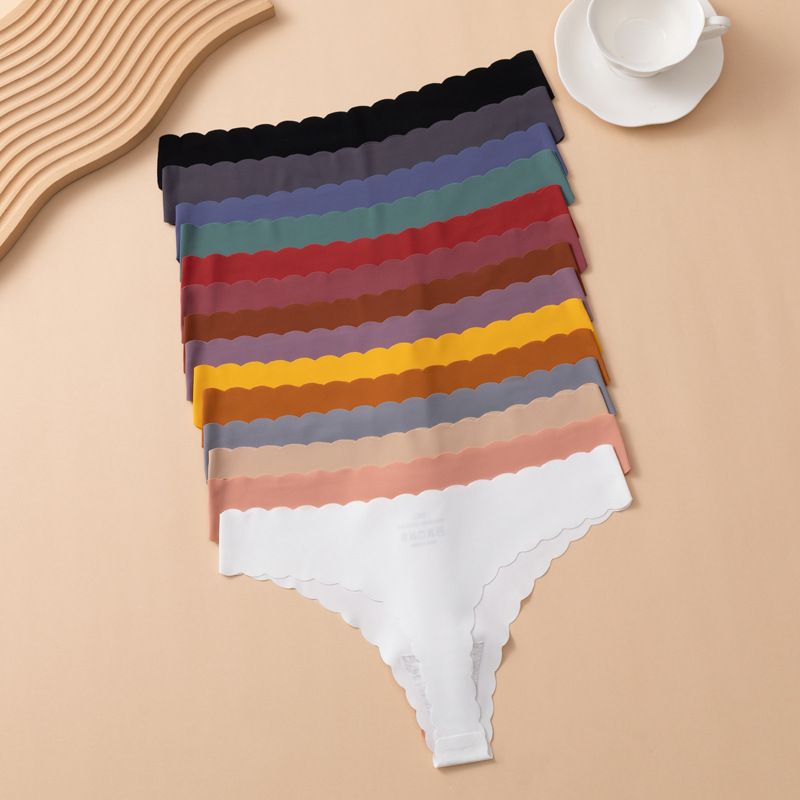 Hot Multicolor Low-rise Seamless Women's Thong Panties Ice Silk Cotton Crotch Sexy Europe America Plus Size Lady Triangle Pants
