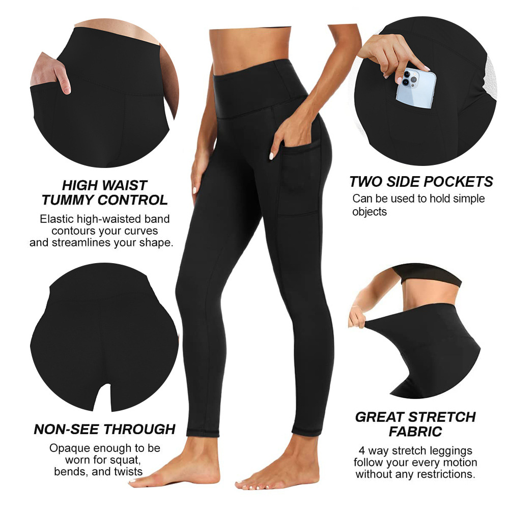 Casual Leggings Polyester and Spandex High Waisted Women Pants Slim Fit Buttery Soft Legging With Pockets