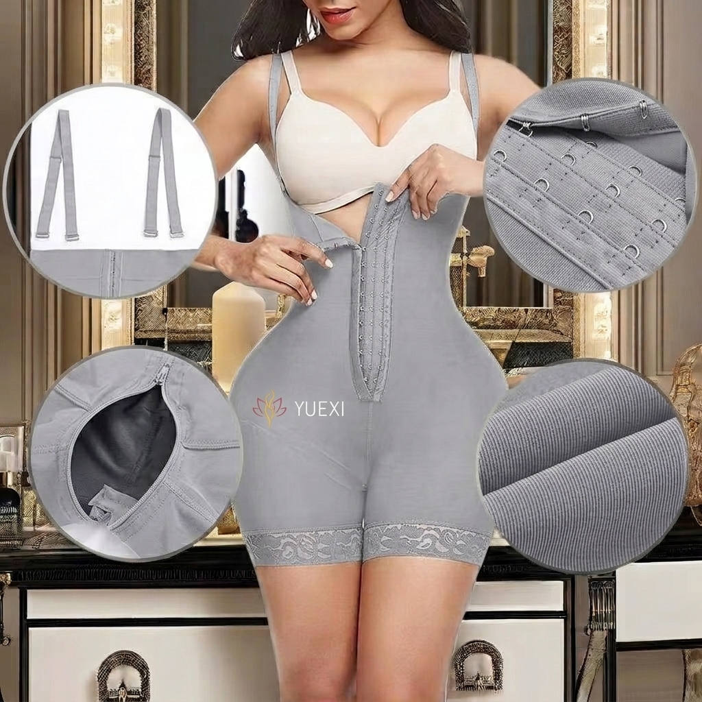Women's Long-Breasted Elastic Mesh Lace Corset Girdles Breathable Tummy Control Butt Lift Bodysuit Shapewear Full Body Shaper