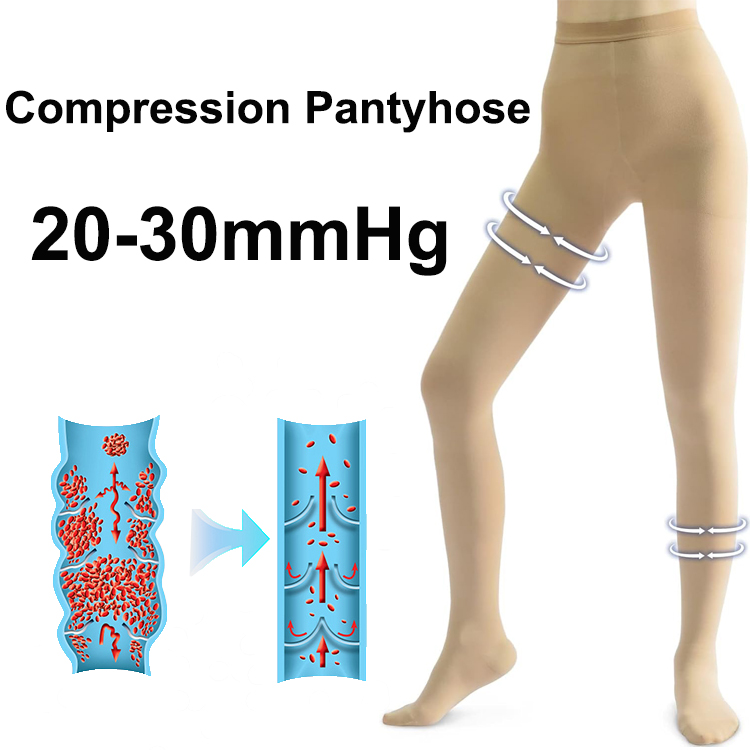 Custom 20-30mmHg Hospital Graduated High Waist Tights Medical Compression Women Opaque Pantyhose Tights for Varicose Veins