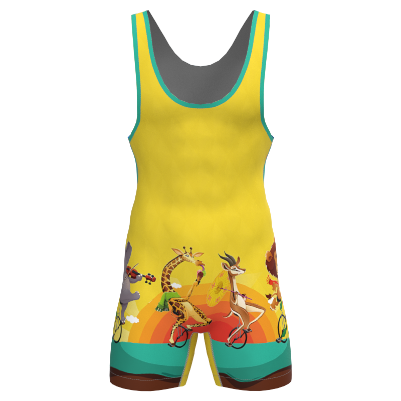 2025 New Design Custom Cartoon Wrestling Singlet Sets Men Women Adults Personalized Athletic Compression Stretch