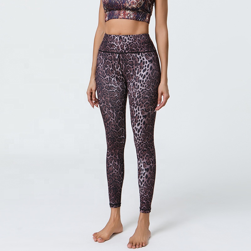 High Quality Women's Gym Workout Leggings Latest Leopard Pattern Digital Printing Sublimation Breathable Fitness Yoga Waist