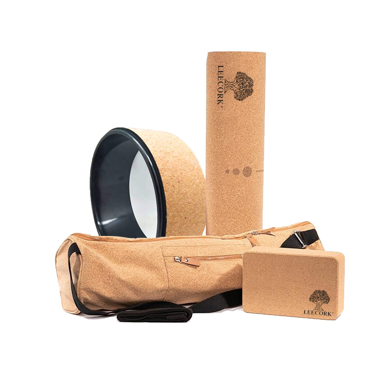 LEECORK Hight Quality Natural Cork Yoga Mat Eco Friendly Custom Logo Cork Rubber Yoga Matt 6mm Thick Yoga Mat TPE
