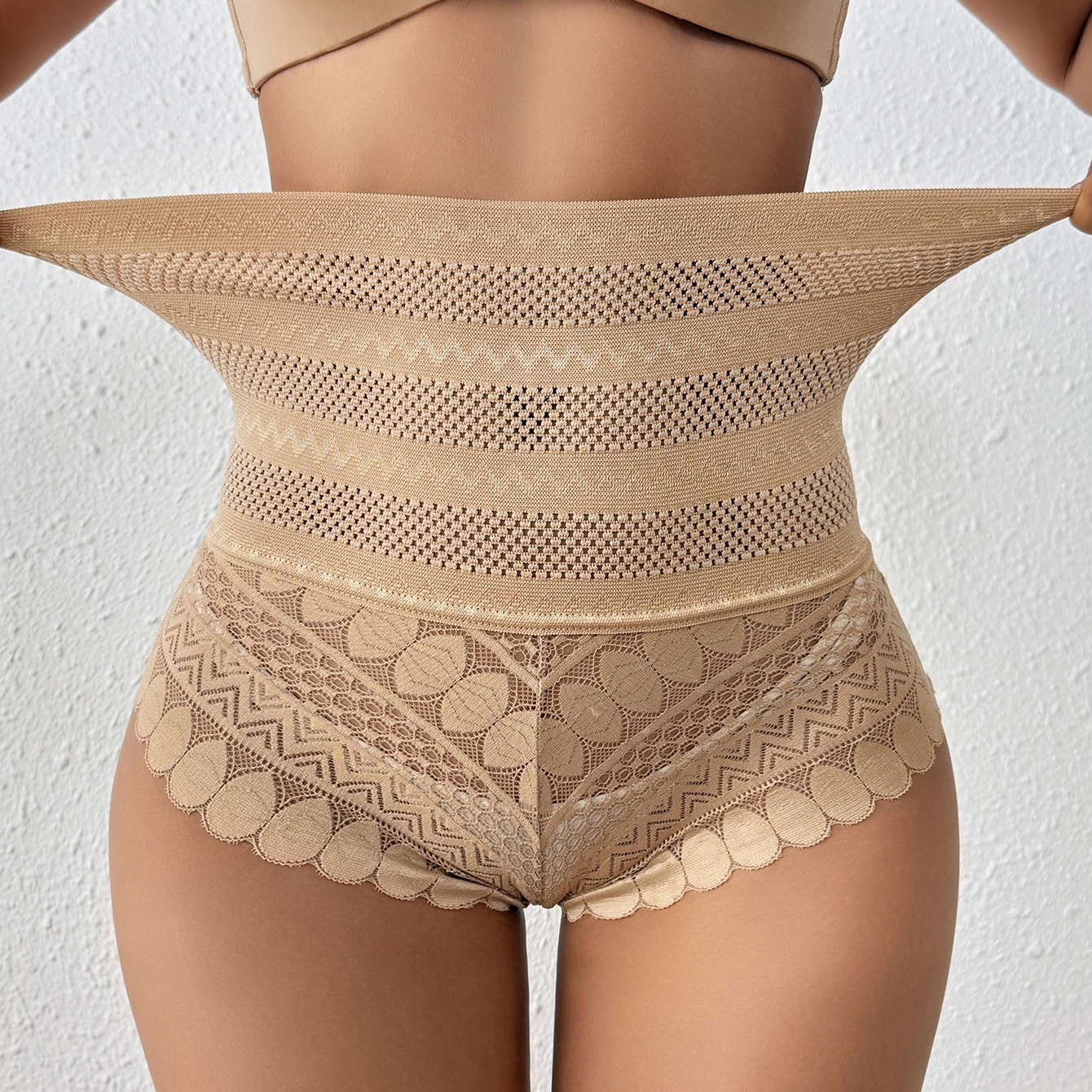 Best Selling Women'S High-Waist Lace Shapewear Panties - Breathable Tummy ControButt Lifting Underwear Postpartum Solid Color