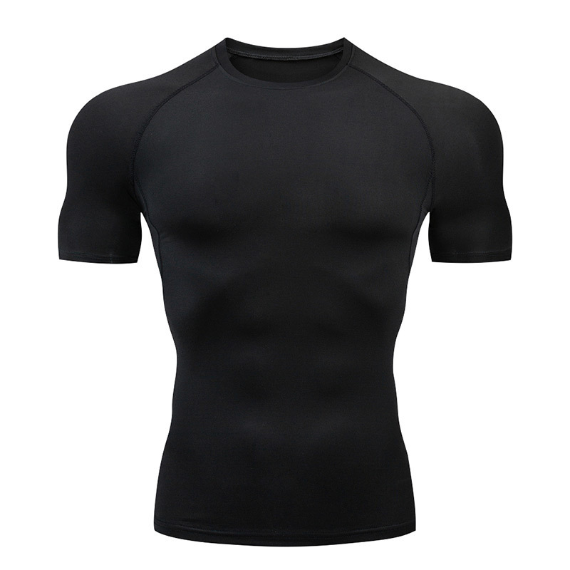 Summer Cool Quick Dry Tshirt for Men Athletic Compression Top Gym Workout Running Training Moisture Wicking Sport Short Sleeve