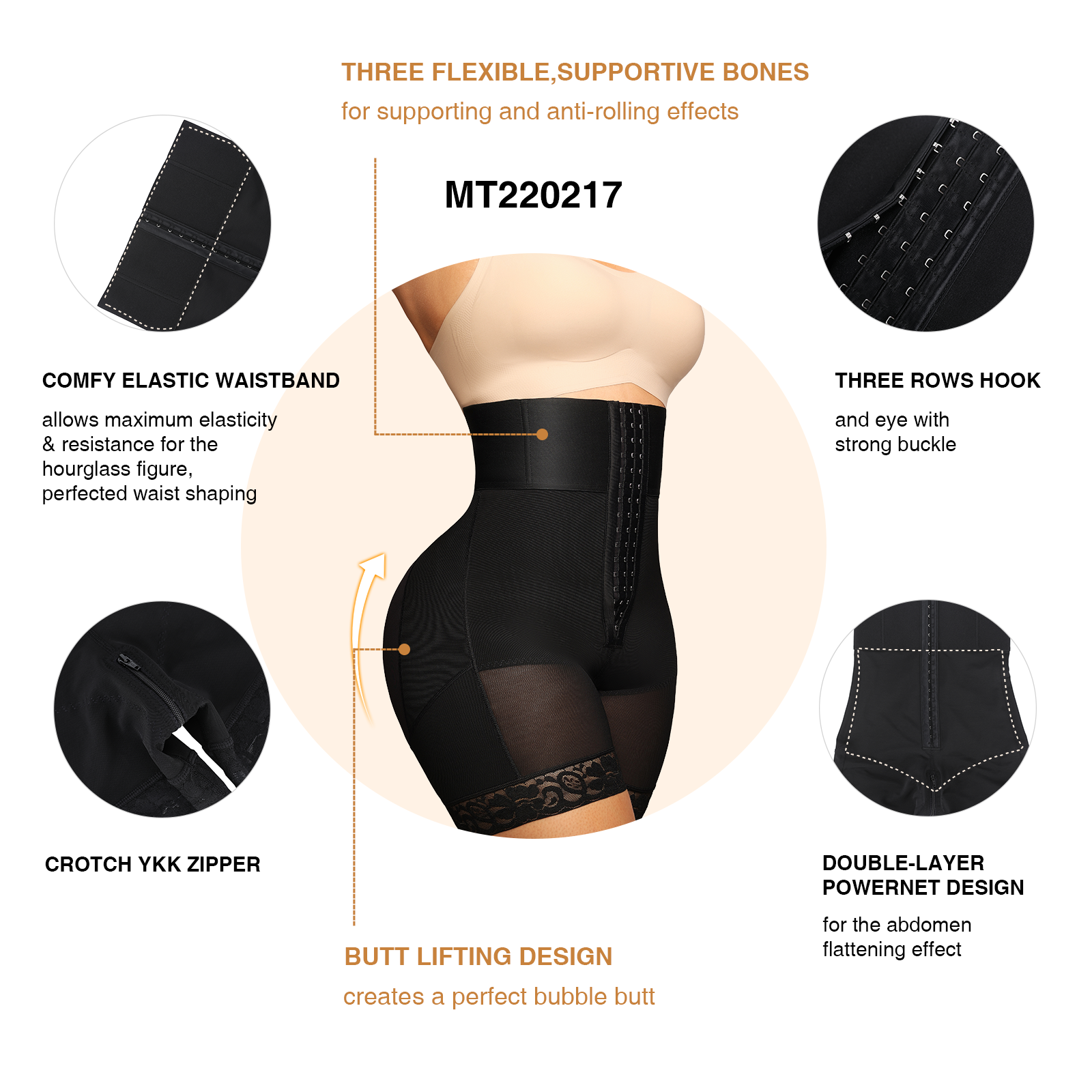 Hexin Wholesale Women Shaper Colombianas Slimming Shapewear Shorts Tummy Control Hip Enhancer Panties Butt Lifter Shaper