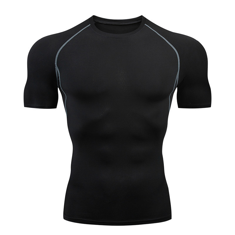 Summer Cool Quick Dry Tshirt for Men Athletic Compression Top Gym Workout Running Training Moisture Wicking Sport Short Sleeve