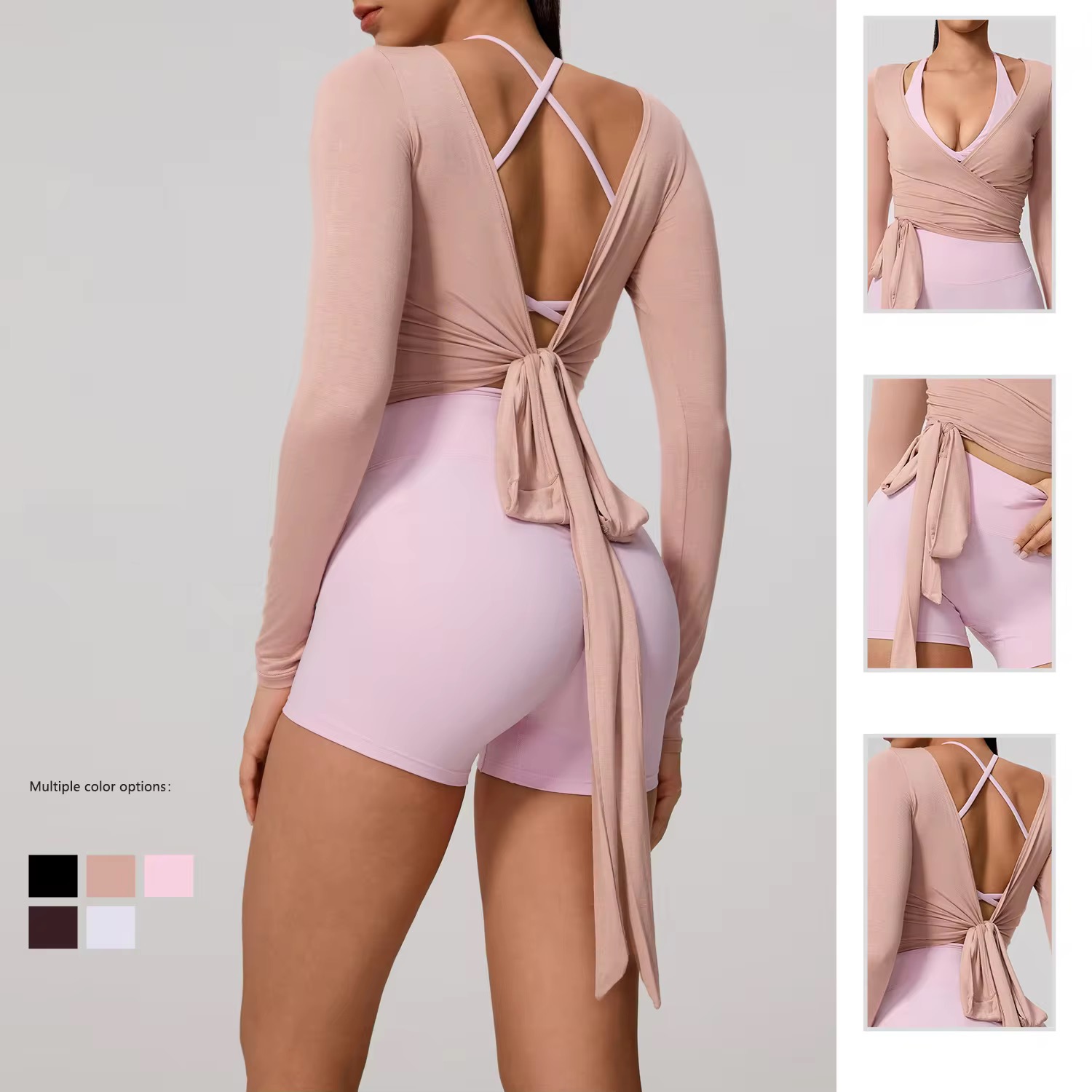 Womens Clothing Leisurewear Gym Fitness Slim Fit Yoga Tops Long Sleeve Buttery Waist Wrap For Women Pilates Clothes Sportswear