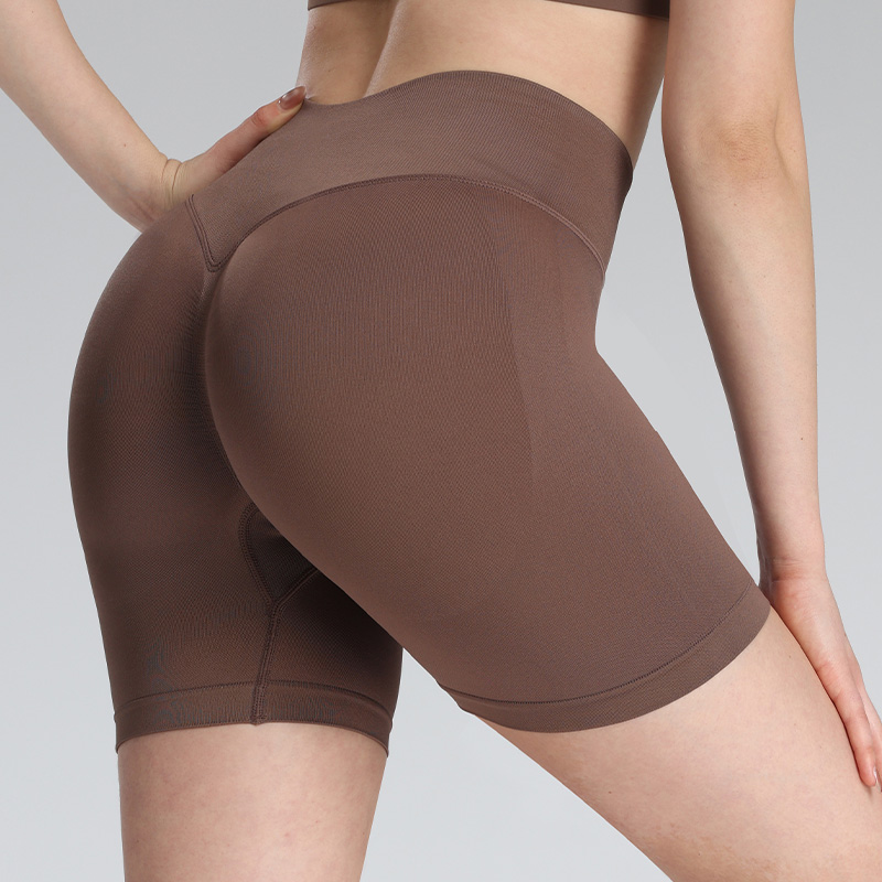 Seamless High Waisted Ruched Butt Lifting Yoga Shorts Peach Butt Nylon Spandex Biker Shorts for Workout Pilates Cycling