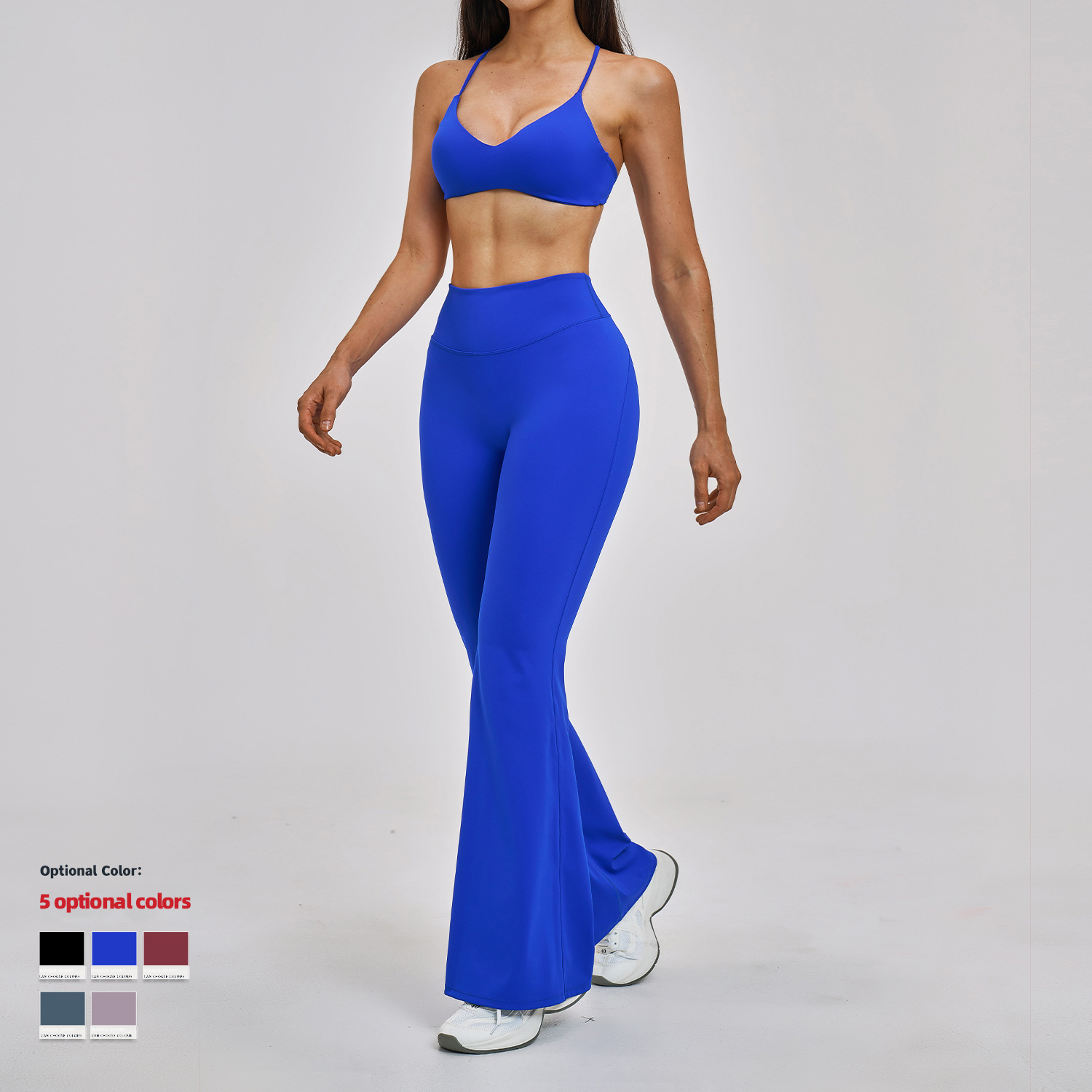 XW-TZ2546-7 Low MOQ Breathable 2 Piece Activewear High Supportive Sports Bras Plus Size Flared Yoga Pants Gym Wear Women Sets