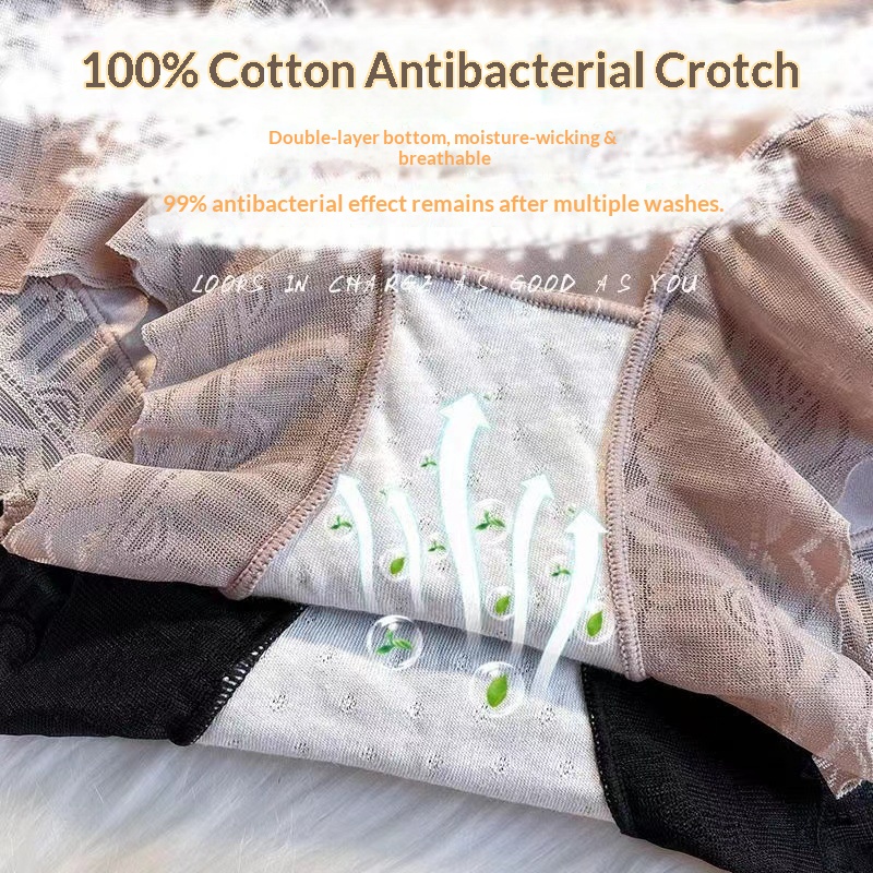 Cross-Border Ice Silk High-Waist Anti-Bacterial Mesh Tummy-Control Butt-Lifting Panties Women's Postpartum Tummy-Hugging Firm